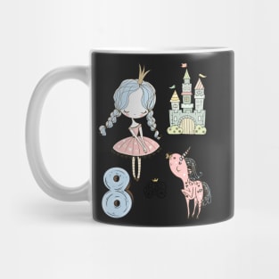 8th birthday Princess Castle Unicorn Carriage Mug